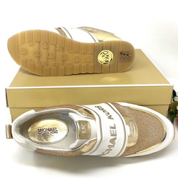 Michael Kors Teddi Trainer Slip On Glitter Gold - Picture 4 of 8